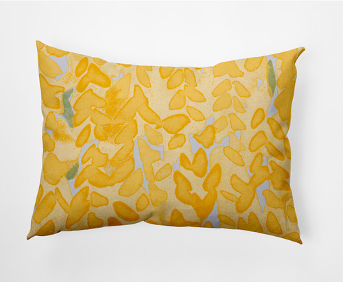 14" x 20" Yellow and White Flower Bell Outdoor Throw Pillow - IMAGE 1
