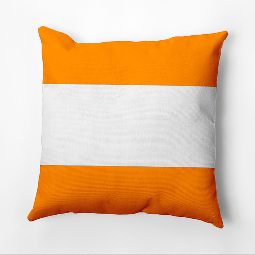 18" x 18" Orange and White Wide Stripe Throw Pillow - IMAGE 1