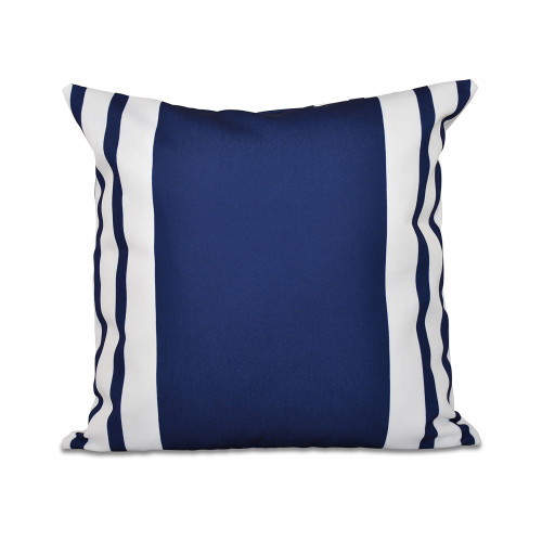 16" x 16" Blue and White Thick & Thin Stripe Throw Pillow - IMAGE 1