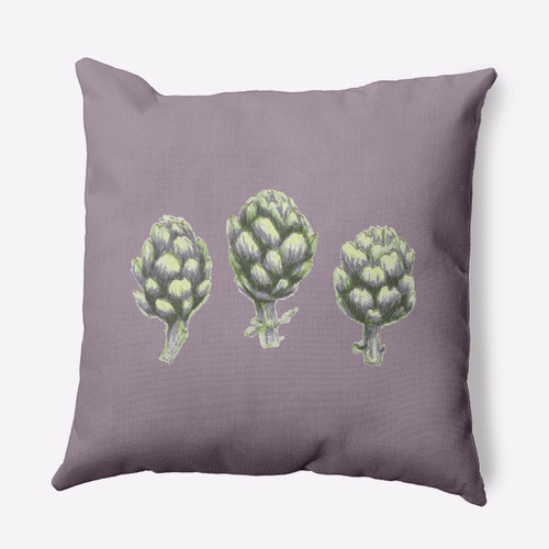 16" x 16" Purple and Green Artichoke Outdoor Throw Pillow - IMAGE 1