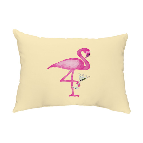 Flamingo Outdoor Throw Pillow - 20" - Yellow and Pink - IMAGE 1