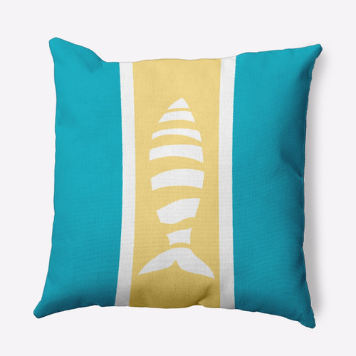 18" x 18" Blue and Yellow Puzzle Fish Outdoor Throw Pillow - IMAGE 1