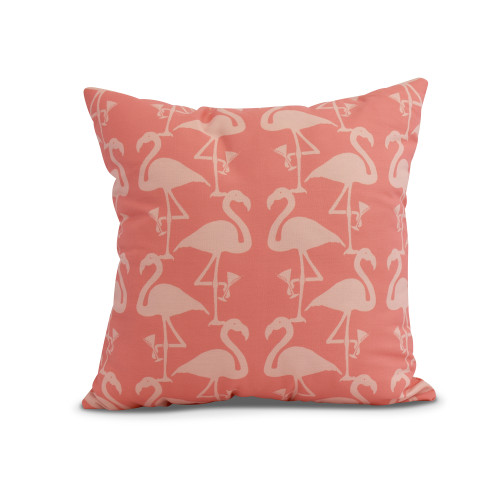 20" x 20" Orange and Pink Flamingo Outdoor Throw Pillow - IMAGE 1