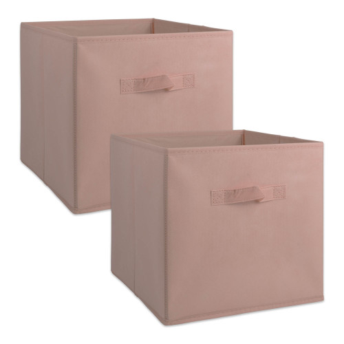 Set of 2 Pink Nonwoven Fabric Storage Bin with Cube Design 11" - IMAGE 1