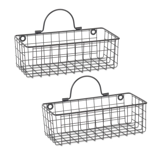 Set of 2 Black Multi-purpose Wall Mount Basket and Holder 11.80" - IMAGE 1