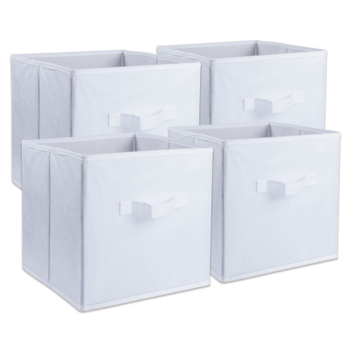 Set of 4 White Nonwoven Fabric Storage Bin with Cube Design 11" - IMAGE 1