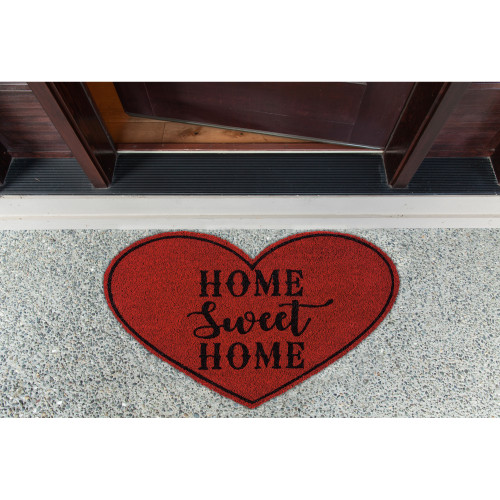 Home Sweet Home Heart Shaped Doormat - 30" - Red and Black - IMAGE 1