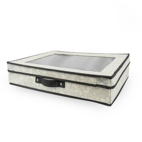 19" Gray and Black Rectangular Closet Storage Bin Box - IMAGE 1
