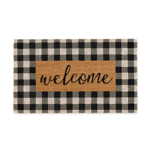30" Black and White Check Welcome Doormat - IMAGE 1