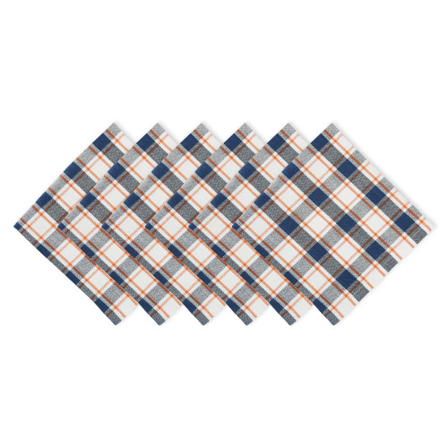 Set of 6 Blue and Orange Checkered Napkin 20" - IMAGE 1