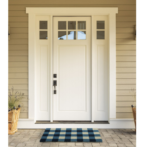 Buffalo Plaid Rectangular Doormat - 18" x 30" - Navy and White - IMAGE 1