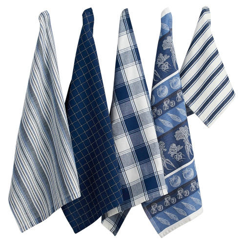 Set of 5 Blue Rectangular Dish Towel 28" - IMAGE 1