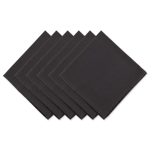 Set of 6 Solid Black Square Napkin, 20" - IMAGE 1