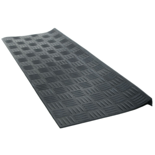 Black Rectangular Skid Free Rubber Stair Mat with Crisscross Design 30" x 9" - IMAGE 1