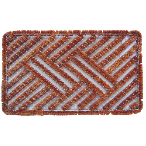 Brown Rectangular Cross Hatch Coir Doormat 30" x 18" - IMAGE 1