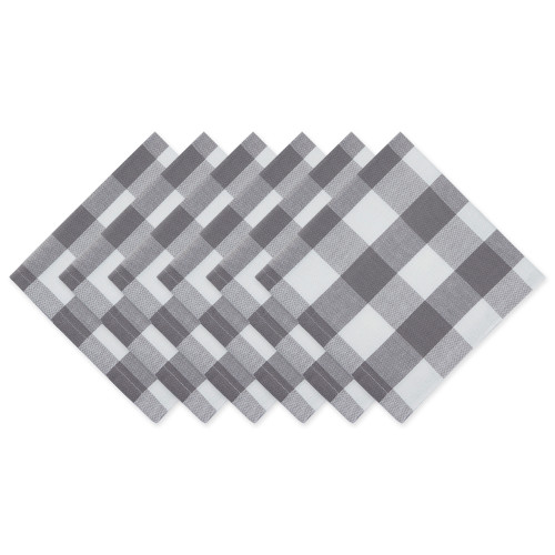 Set of 6 White and Gray Square Checkered Napkin, 20" - IMAGE 1