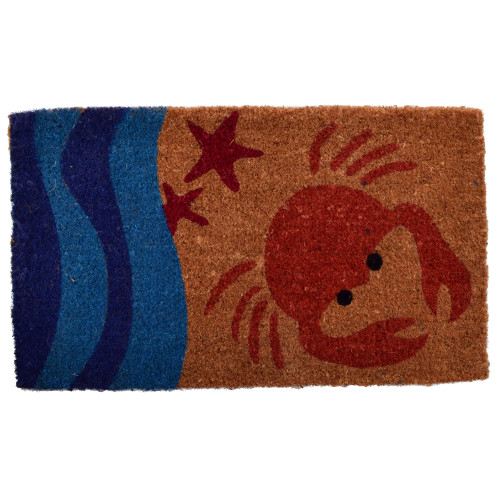 Handwoven Rectangular Coir Doormat with Crab Design 30" x 18" - IMAGE 1