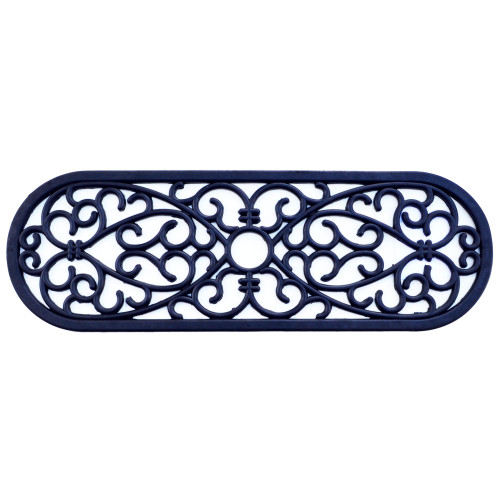 Black Oval Skid Free Rubber Doormat 30" x 10" - IMAGE 1