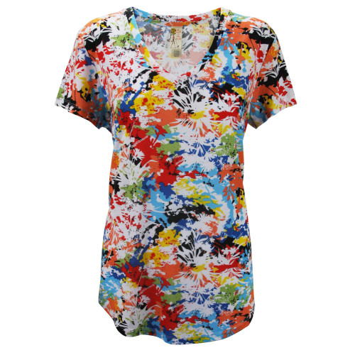 Vibrantly Colored Wildflower Mix Women's Adult Short Sleeve Top - 2XL - IMAGE 1