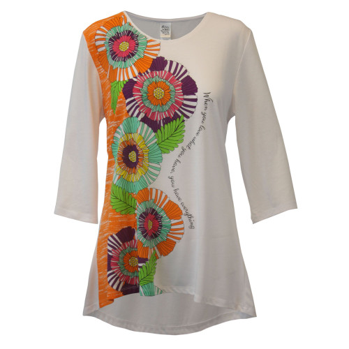 Floral Pattern Love Flowers Women's Adult Spring 3/4 Sleeve Swing Top - Small - IMAGE 1