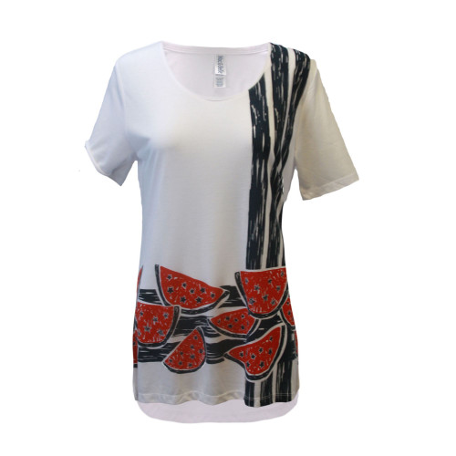 White Patriotic Watermelon Women's Adult Short Sleeve Swing Top - Small - IMAGE 1