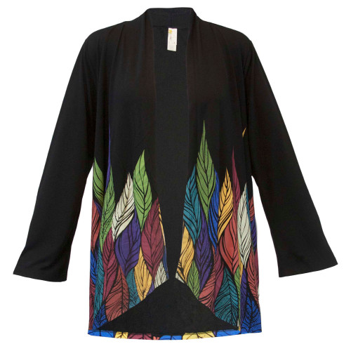 Leaves Women's Adult Long Sleeve Kimono Black - Medium - IMAGE 1