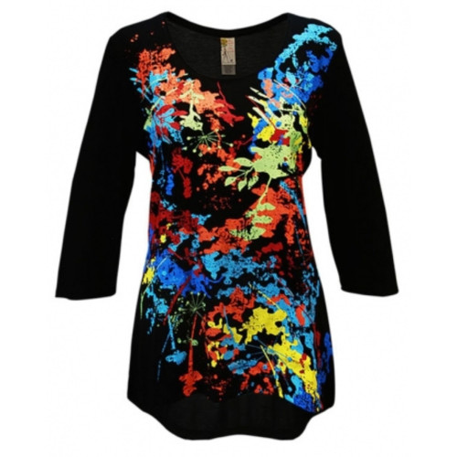 Floral Splatter Women's Adult 3/4 Sleeve Swing Top - Extra Large - IMAGE 1