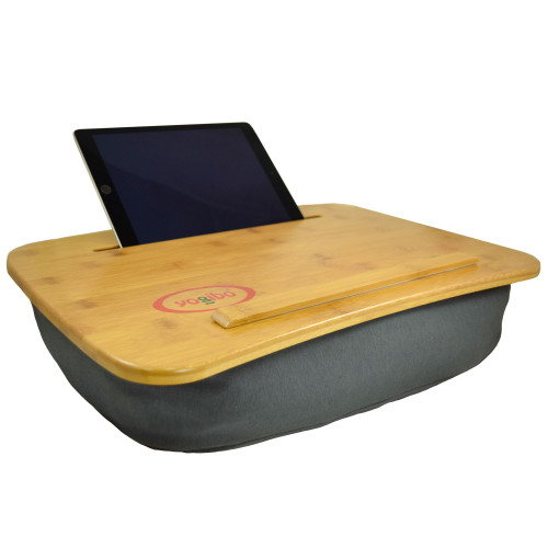 Set of 5 Gray Bamboo Laptop Tray with Pillow 18.5" - IMAGE 1