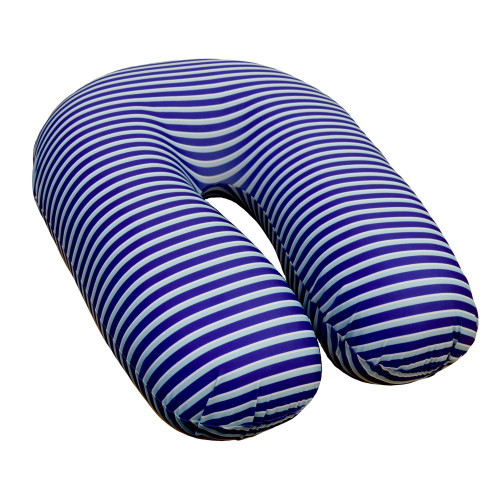 33" Blue Striped Weather-Resistant Back and Arm Support Pillow - IMAGE 1
