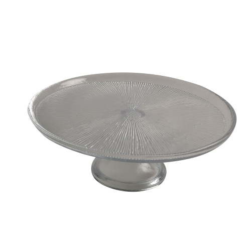 9.6" Clear White Glass Round Cake Plate Medium - IMAGE 1