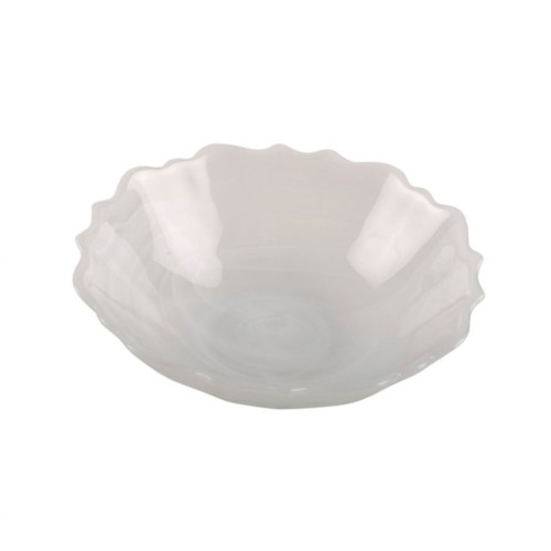 6.75" Alabaster White Round Shape Swirl Glass Bowl - IMAGE 1