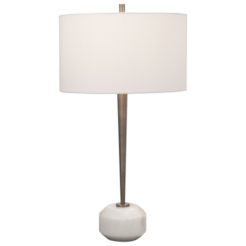 30" White and Silver Contemporary Table Lamp - IMAGE 1