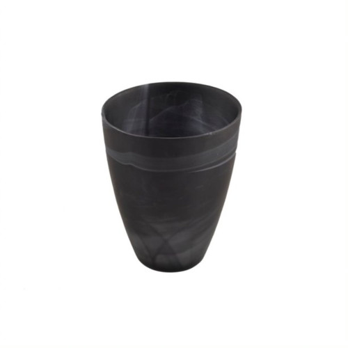 7.5" Alabaster Black Swirl Sm Glass Vase Matte - IMAGE 1