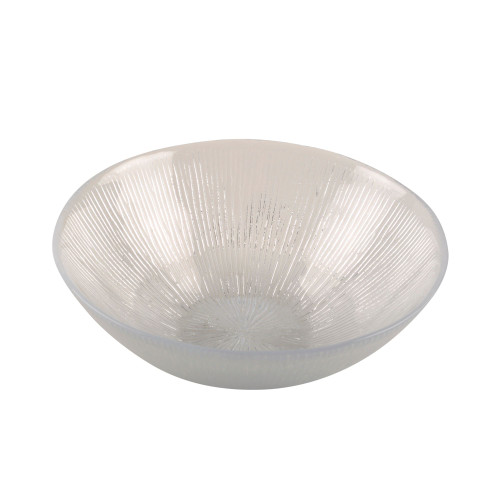 6.25" White stripped Clear Round Shaped Glass Bowl - IMAGE 1
