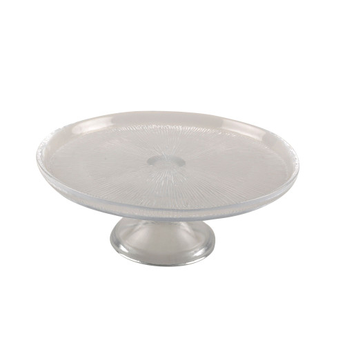 7.5" Clear White Glass Round Cake Plate Small - IMAGE 1