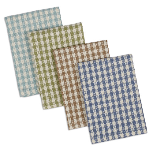 Gingham Heavy Duty Kitchen Dishcloths - 13" - Blue and Green - Set of 4 - IMAGE 1