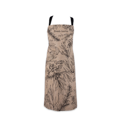 Fresh Herbs Unisex Chef Kitchen Apron - 40" - Beige and Black - IMAGE 1