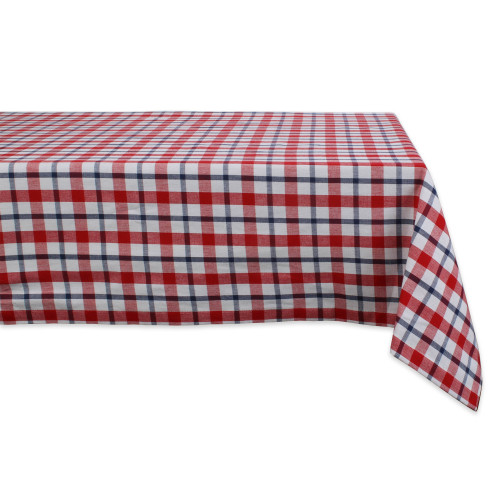 60" x 120" Red and White Classic Plaid Table Cloth - IMAGE 1