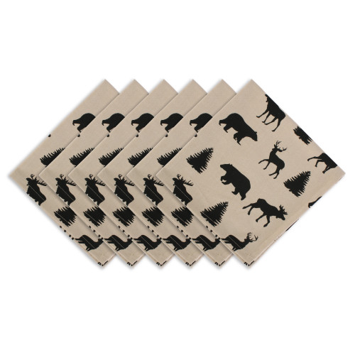 Set of 6 Beige and Black Animal Print Napkin, 20" - IMAGE 1