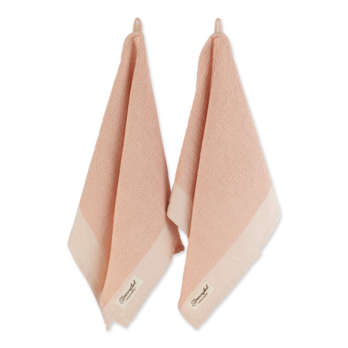 Set of 2 Pink Quartz Washed Waffle Dish Towel, 18" - IMAGE 1