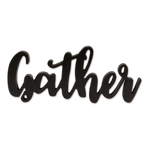 14" Black "Gather" Contemporary Farmhouse Sign - IMAGE 1