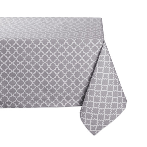 84" Gray Cotton Lattice Tablecloth - IMAGE 1