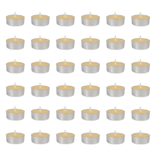 Set of 36 Gray, Yellow, and White Pineapple-Scented Tealight Candle, 1.5" - IMAGE 1