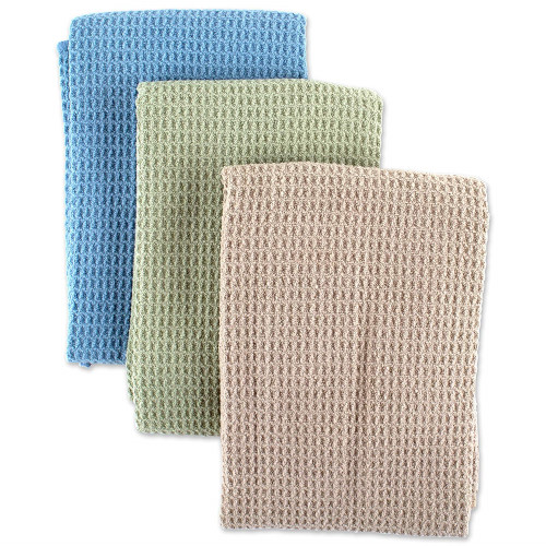 Set of 3 Assorted Micro Waffle Weave Dish Towels, 9" - IMAGE 1