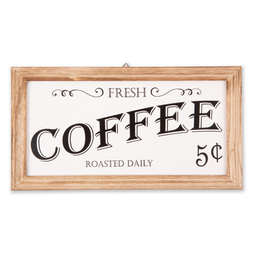 14" Brown and White Coffee Rectangular Farmhouse Sign - IMAGE 1