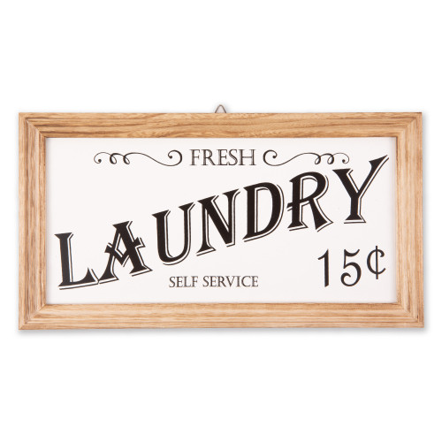 14" Brown and White Laundry Rectangular Farmhouse Sign - IMAGE 1