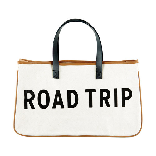 21" White Canvas Tote Bag with "Road Trip " Design - IMAGE 1