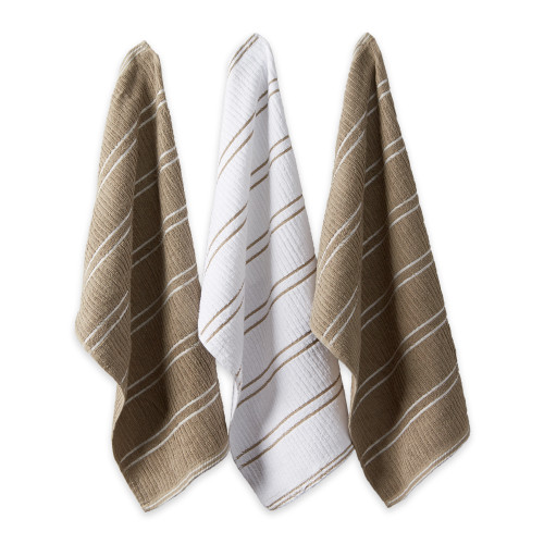 Kitchen Dishtowels and Dishcloths - 26" - Brown and White - Set of 8 - IMAGE 1