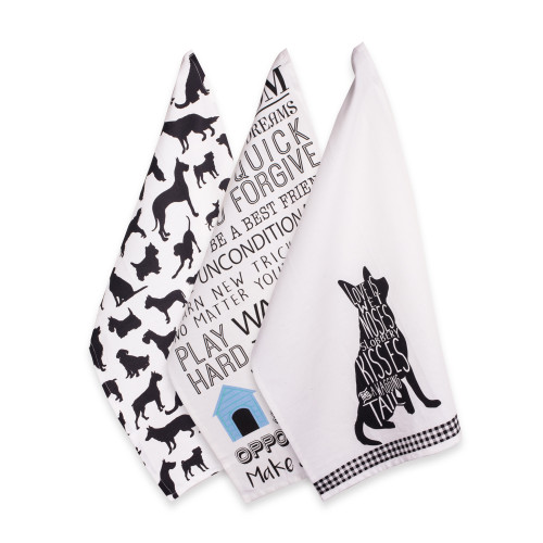 Dog Print Absorbent Kitchen Dishtowels - 28" - Set of 3 - IMAGE 1