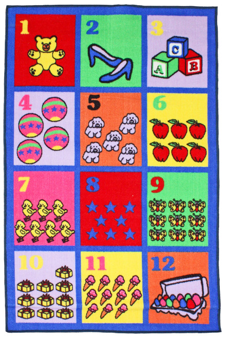 3' x 5' Blue, Red, and Pink Rectangular Home Essentials Children Rug - IMAGE 1